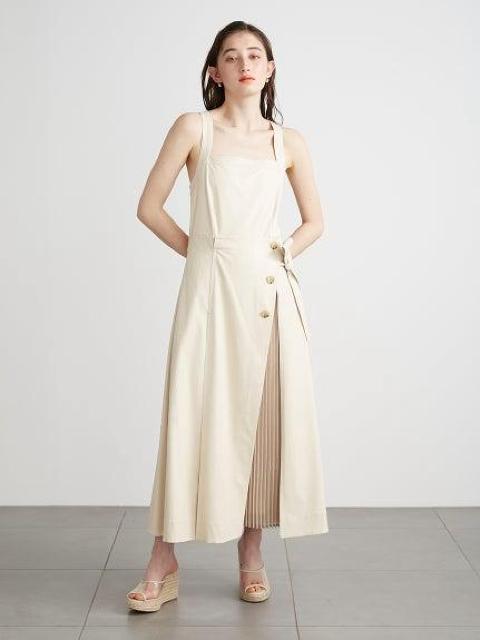 LilyBrownリリーブラウン異素材ドッキングワンピースアイボリーグレージュレザープリーツリボンロングワンピースフェイクレザー白 < ブランド  LilyBrownリリーブラウン異素材ドッキングワンピースアイボリーグレージュレザープリーツリボンロングワンピースフェイクレザー白  < ブランドの