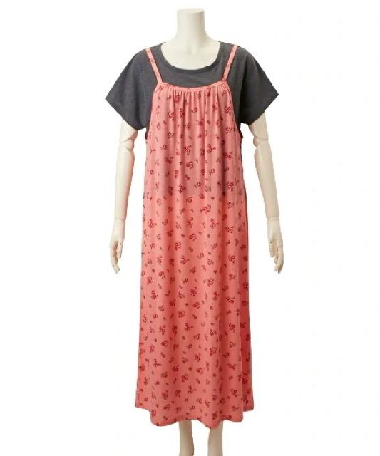 Sサイズ!重ね着風!半袖!ルームワンピース!ネグリジェ!新品!ソフトな肌触り! < 女性ファッション  Sサイズ!重ね着風!半袖!ルームワンピース!ネグリジェ!新品!ソフトな肌触り! < 女性ファッションの