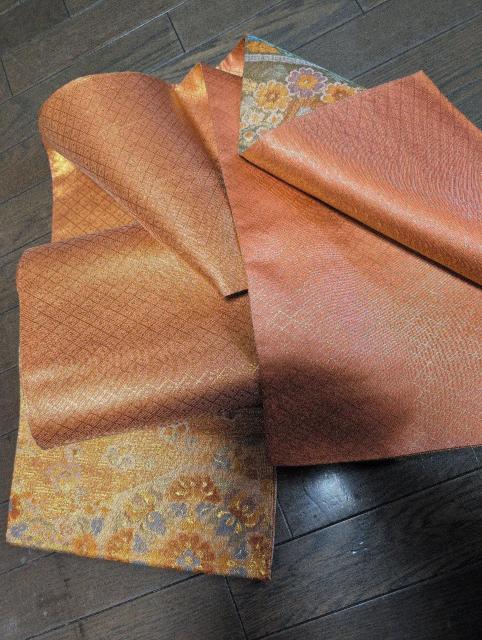 美品、六通の袋帯、光沢ありオレンジ系に柄 < 女性ファッション  美品、六通の袋帯、光沢ありオレンジ系に柄 < 女性ファッションの