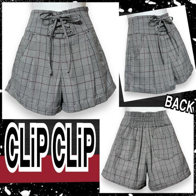 【CHiP CLiP/S】グレンチェック柄ウエストレースUPショートパンツ < ブランド 【CHiP CLiP/S】グレンチェック柄ウエストレースUPショートパンツ < ブランドの