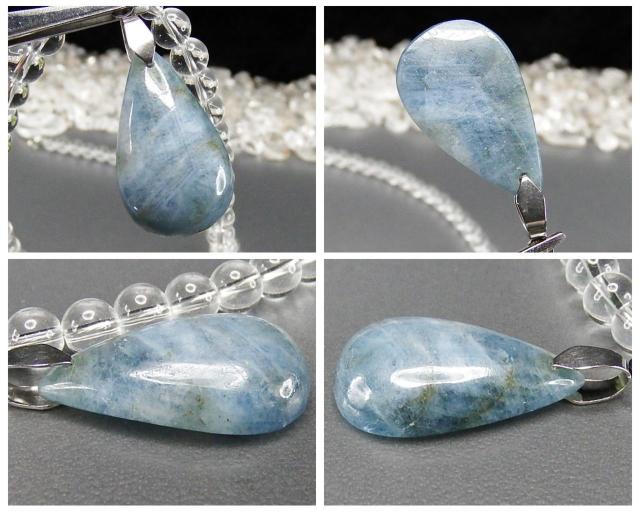 一点物天然石アクアマリンペンダント水晶6mmネックレス808-053RYZa < 女性アクセサリー/時計  一点物天然石アクアマリンペンダント水晶6mmネックレス808-053RYZa < 女性アクセサリー/時計の