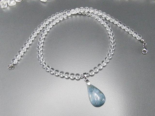 一点物天然石アクアマリンペンダント水晶6mmネックレス808-053RYZa < 女性アクセサリー/時計  一点物天然石アクアマリンペンダント水晶6mmネックレス808-053RYZa < 女性アクセサリー/時計の
