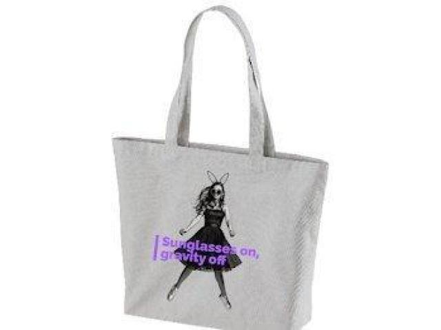 キャンバス トートバッグ グレー ポップデザイン サングラス バニーガール 前 < 女性ファッション キャンバス トートバッグ グレー ポップデザイン サングラス バニーガール 前 < 女性ファッションの