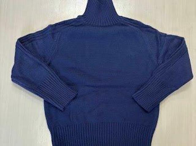 リブ編み 細見え効果 タートルネック ニット セーター ネイビー < 女性ファッション リブ編み 細見え効果 タートルネック ニット セーター ネイビー < 女性ファッションの