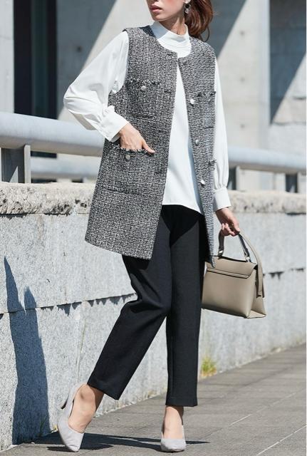 新品☆LL♪ツイード調ジレのパンツスーツ3点setセレブレイトスーツもR224 < 女性ファッション 新品☆LL♪ツイード調ジレのパンツスーツ3点setセレブレイトスーツもR224 < 女性ファッションの