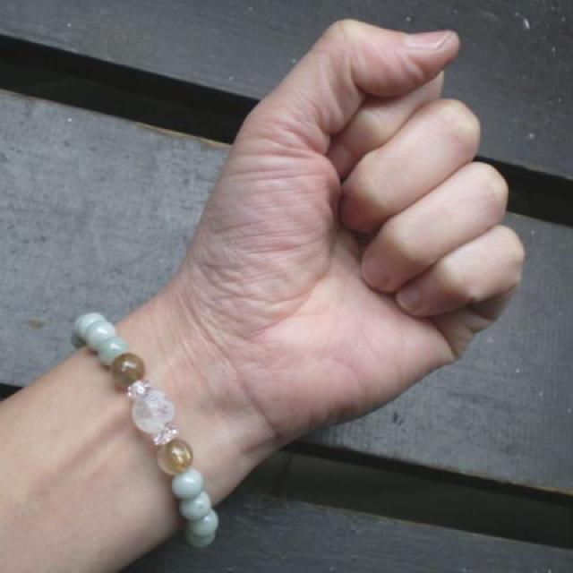 龍彫水晶x本翡翠xルチルクォーツブレスレット < 男性アクセサリー/時計 龍彫水晶x本翡翠xルチルクォーツブレスレット < 男性アクセサリー/時計の