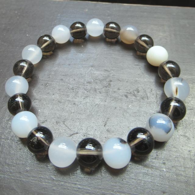 デンドライトアゲートxスモーキークォーツブレスレット < 男性アクセサリー/時計 デンドライトアゲートxスモーキークォーツブレスレット < 男性アクセサリー/時計の