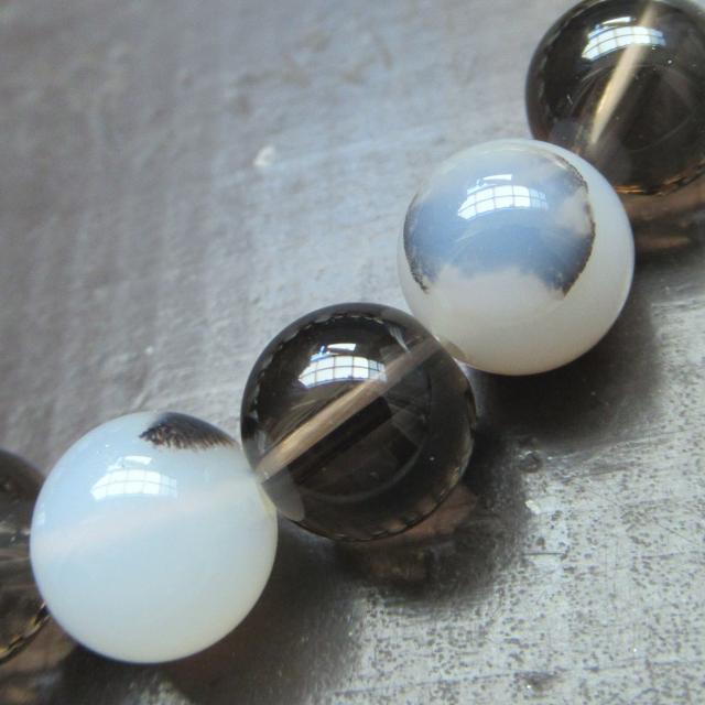 デンドライトアゲートxスモーキークォーツブレスレット < 男性アクセサリー/時計 デンドライトアゲートxスモーキークォーツブレスレット < 男性アクセサリー/時計の