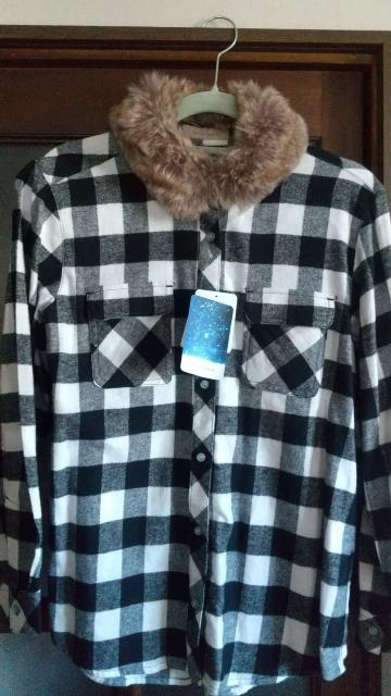 Mサイズ!暖か起毛!襟回りファー付き!女性感UP!長袖シャツ!新品!アウトレット品! < 女性ファッション  Mサイズ!暖か起毛!襟回りファー付き!女性感UP!長袖シャツ!新品!アウトレット品!  < 女性ファッションの