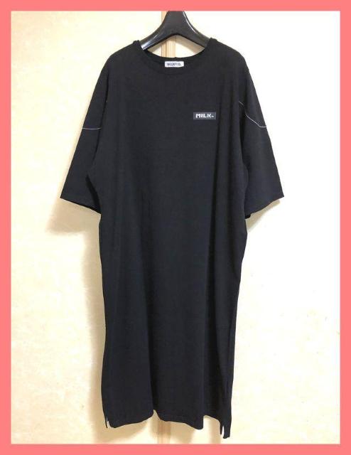 ☆ミルクフェド☆超美品☆完売レア!アップルロゴフレア袖ロングTシャツワンピ☆ < ブランド  ☆ミルクフェド☆超美品☆完売レア!アップルロゴフレア袖ロングTシャツワンピ☆ < ブランドの