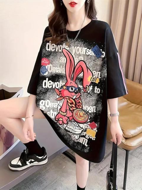 爆ヤス価格990円★女性用プラスサイズカジュアルTシャツ、キャラクタープリント - "ゲームに集中する" デザイン フリーサイズ < 女性ファッション 爆ヤス価格990円★女性用プラスサイズカジュアルTシャツ、キャラクタープリント - "ゲームに集中する" デザイン フリーサイズ < 女性ファッションの