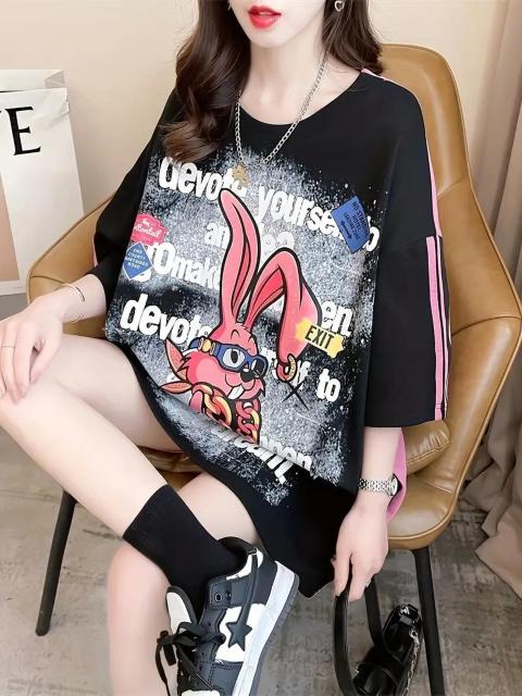 爆ヤス価格990円★女性用プラスサイズカジュアルTシャツ、キャラクタープリント - "ゲームに集中する" デザイン フリーサイズ < 女性ファッション 爆ヤス価格990円★女性用プラスサイズカジュアルTシャツ、キャラクタープリント - "ゲームに集中する" デザイン フリーサイズ < 女性ファッションの