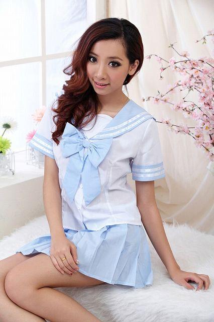 リボンが可愛いミニスカセーラー服コス 水色 < 女性ファッション  リボンが可愛いミニスカセーラー服コス 水色  < 女性ファッションの