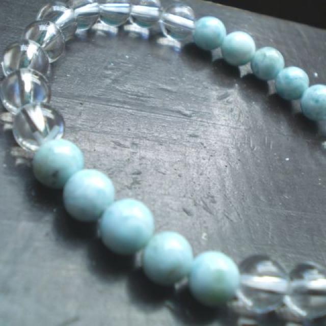 ラリマーx水晶ブレスレット < 女性アクセサリー/時計 ラリマーx水晶ブレスレット < 女性アクセサリー/時計の