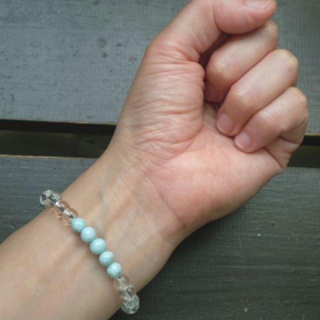 ラリマーx水晶ブレスレット < 女性アクセサリー/時計 ラリマーx水晶ブレスレット < 女性アクセサリー/時計の
