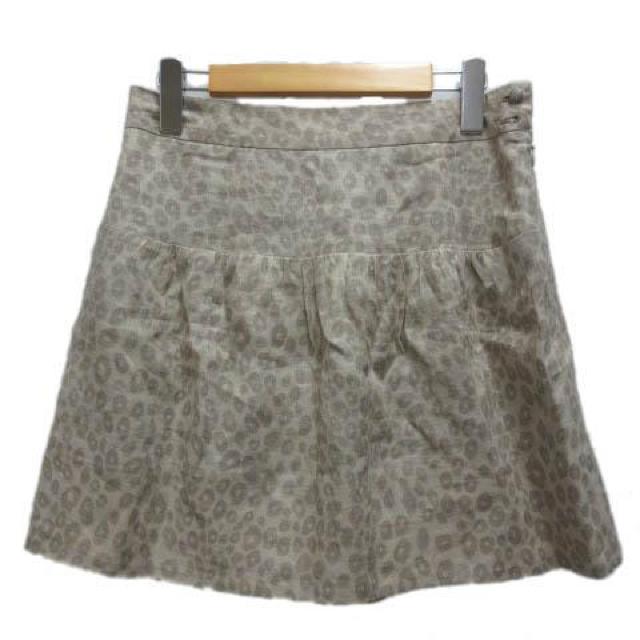 DRESSTERIOR スカート ミニ丈 リネン レオパード柄 台形 38 < 女性ファッション  DRESSTERIOR スカート ミニ丈 リネン レオパード柄 台形 38  < 女性ファッションの