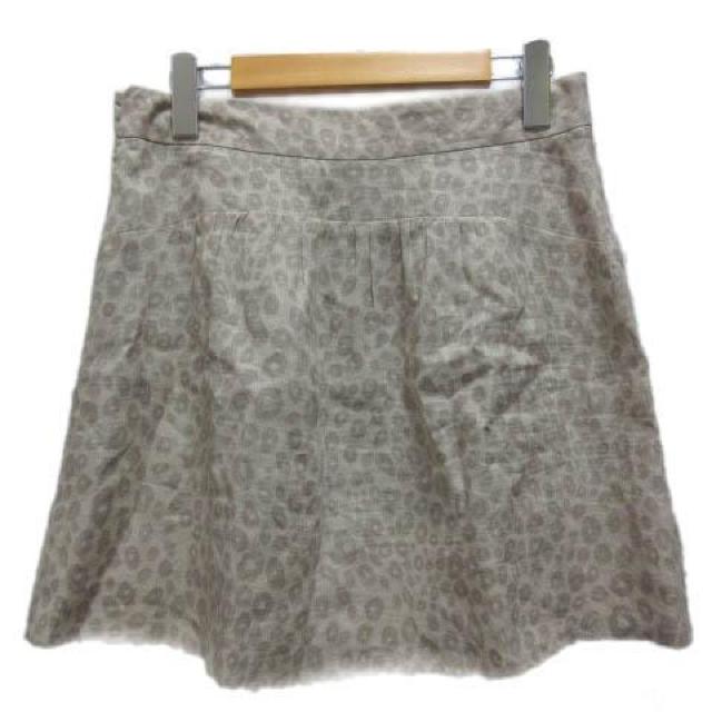DRESSTERIOR スカート ミニ丈 リネン レオパード柄 台形 38 < 女性ファッション  DRESSTERIOR スカート ミニ丈 リネン レオパード柄 台形 38 < 女性ファッションの