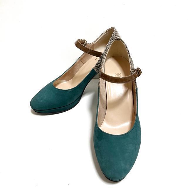 【美品】バイカラー スエードパンプス/EIZO/22.5cm/ブルー×パイソン < 女性ファッション  【美品】バイカラー スエードパンプス/EIZO/22.5cm/ブルー×パイソン < 女性ファッションの