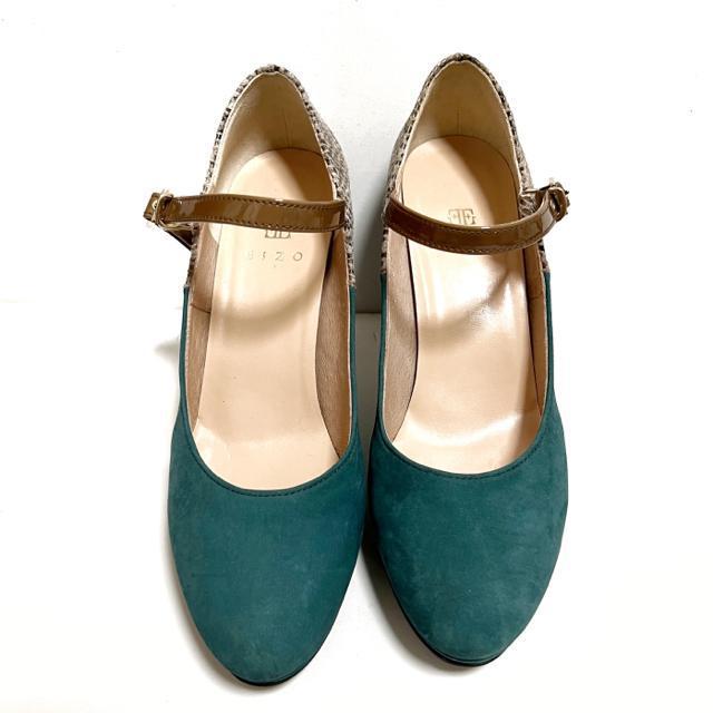 【美品】バイカラー スエードパンプス/EIZO/22.5cm/ブルー×パイソン < 女性ファッション  【美品】バイカラー スエードパンプス/EIZO/22.5cm/ブルー×パイソン < 女性ファッションの