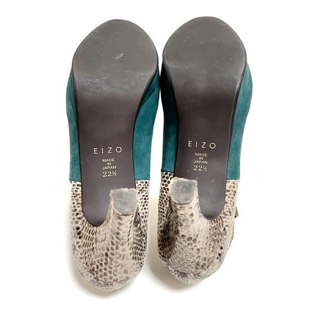 【美品】バイカラー スエードパンプス/EIZO/22.5cm/ブルー×パイソン < 女性ファッション  【美品】バイカラー スエードパンプス/EIZO/22.5cm/ブルー×パイソン < 女性ファッションの