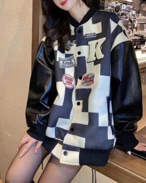 デバイス★ビッグシルエットチェッカー柄スタジャン < 女性ファッション デバイス★ビッグシルエットチェッカー柄スタジャン < 女性ファッションの