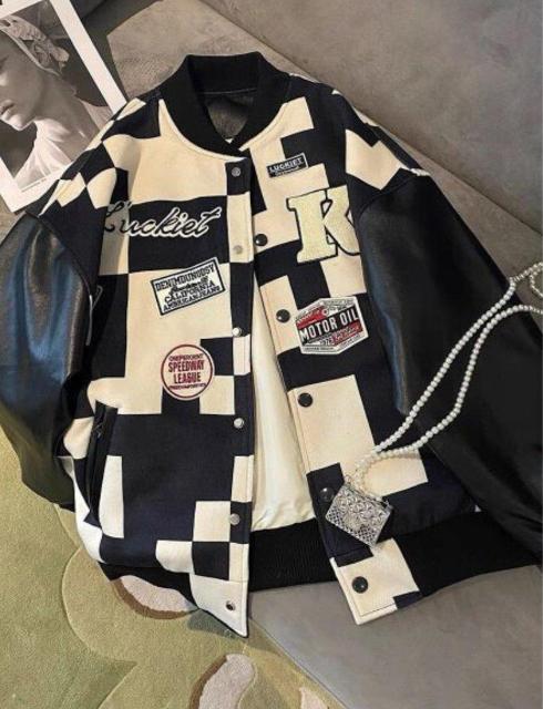 デバイス★ビッグシルエットチェッカー柄スタジャン < 女性ファッション デバイス★ビッグシルエットチェッカー柄スタジャン < 女性ファッションの