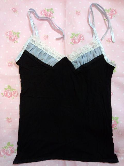 〓 肩紐結びで胸元の切り換えレースが大人かわゆす〓 キャミ〓 < 女性ファッション 〓 肩紐結びで胸元の切り換えレースが大人かわゆす〓 キャミ〓 < 女性ファッションの