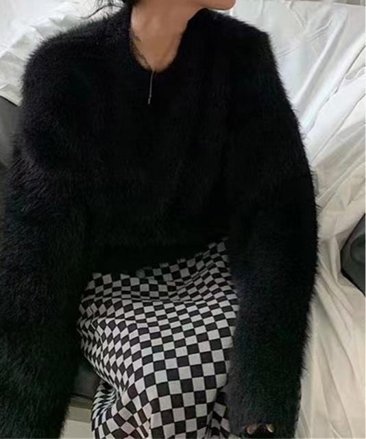 送料無料 新品 シャギーニットトップス クルーネック長袖 < 女性ファッション  送料無料 新品 シャギーニットトップス クルーネック長袖 < 女性ファッションの