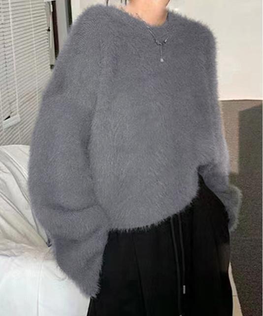 送料無料 新品 シャギーニットトップス クルーネック長袖 < 女性ファッション  送料無料 新品 シャギーニットトップス クルーネック長袖 < 女性ファッションの