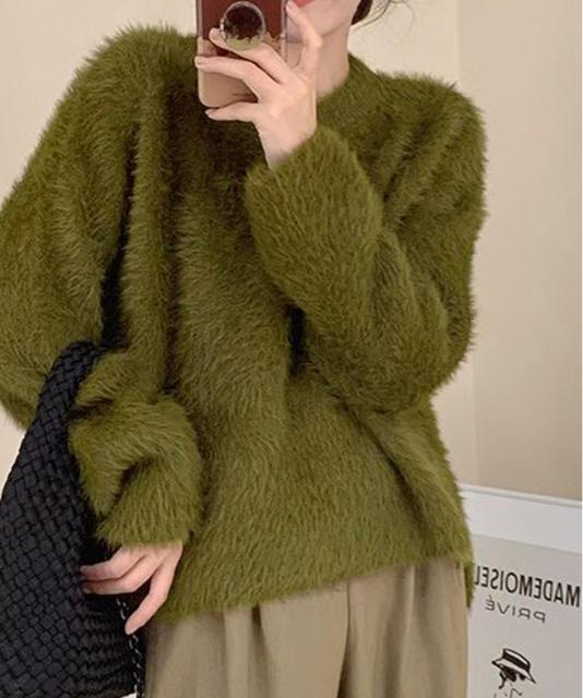 送料無料 新品 シャギーニットトップス クルーネック長袖 < 女性ファッション  送料無料 新品 シャギーニットトップス クルーネック長袖 < 女性ファッションの