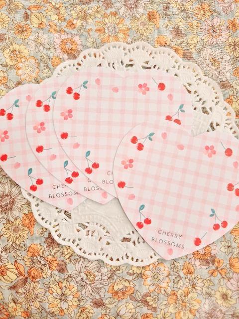 お裾分け☆さくらんぼハート型メッセージカード4枚☆ < インテリア/ライフ お裾分け☆さくらんぼハート型メッセージカード4枚☆ < インテリア/ライフの