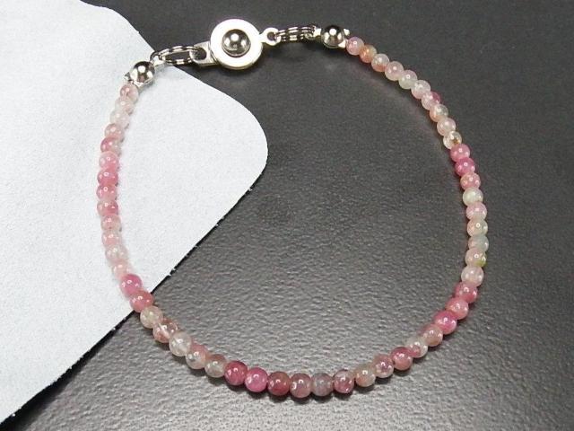 ピンクトルマリンワイヤブレスレット小粒天然石約3mmボタン留め < 女性アクセサリー/時計 ピンクトルマリンワイヤブレスレット小粒天然石約3mmボタン留め < 女性アクセサリー/時計の