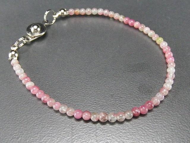 ピンクトルマリンワイヤブレスレット小粒天然石約3mmボタン留め < 女性アクセサリー/時計 ピンクトルマリンワイヤブレスレット小粒天然石約3mmボタン留め < 女性アクセサリー/時計の