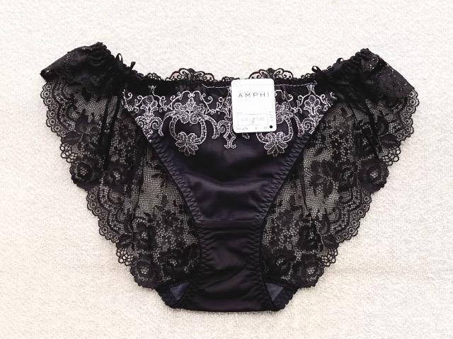 Wacoal AMPHI ショーツ Mサイズ サイドリボン ブラック/ネイビー < 女性ファッション Wacoal AMPHI ショーツ Mサイズ サイドリボン ブラック/ネイビー < 女性ファッションの