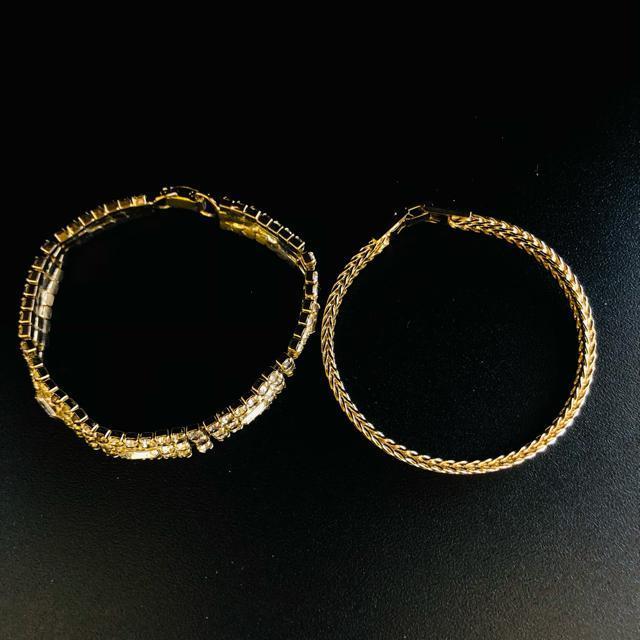 1円スタート ゴールドカラー シルバーカラー ラインストーン 喜平 ブレスレット ブレス < 女性アクセサリー/時計 1円スタート ゴールドカラー シルバーカラー ラインストーン 喜平 ブレスレット ブレス < 女性アクセサリー/時計の