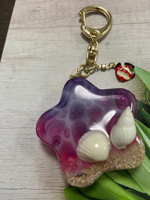 ハンドメイド レジン 星の型のシャカシャカキーホルダー 海バージョン ピンクと紫グラデーション < 女性ファッション  ハンドメイド レジン 星の型のシャカシャカキーホルダー 海バージョン ピンクと紫グラデーション < 女性ファッションの