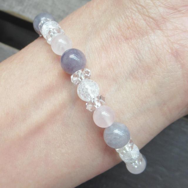 アイオライトxローズクォーツxクラック水晶ブレスレット 天然石 パワーストーン < 女性アクセサリー/時計 アイオライトxローズクォーツxクラック水晶ブレスレット 天然石 パワーストーン < 女性アクセサリー/時計の