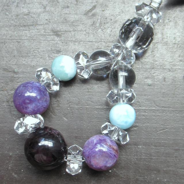 *3大ヒーリングストーン*スギライトxチャロアイトxラリマーストラップ 天然石 パワーストーン < 家電/AV  *3大ヒーリングストーン*スギライトxチャロアイトxラリマーストラップ 天然石 パワーストーン  < 家電/AVの