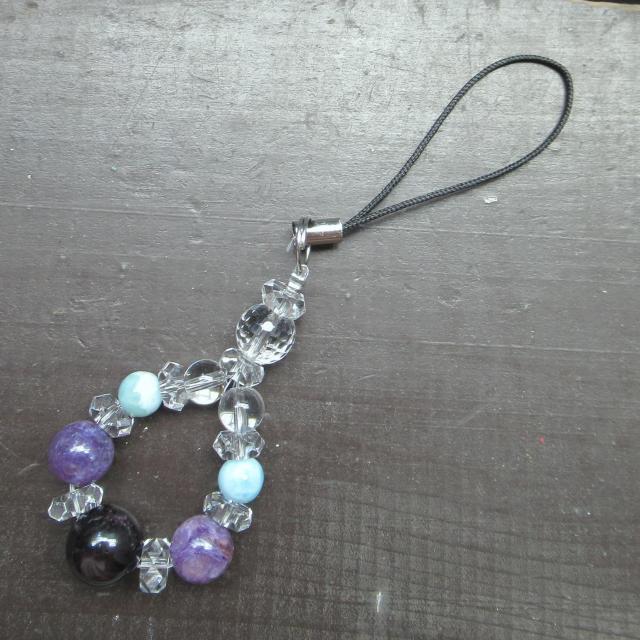 *3大ヒーリングストーン*スギライトxチャロアイトxラリマーストラップ 天然石 パワーストーン < 家電/AV  *3大ヒーリングストーン*スギライトxチャロアイトxラリマーストラップ 天然石 パワーストーン < 家電/AVの