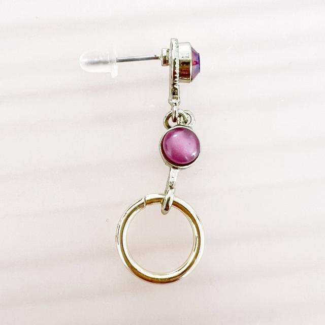 【NEW】天然石ストーン風 サークルピアス/ゴールド×ピンク/全長4cm < 女性アクセサリー/時計  【NEW】天然石ストーン風 サークルピアス/ゴールド×ピンク/全長4cm < 女性アクセサリー/時計の