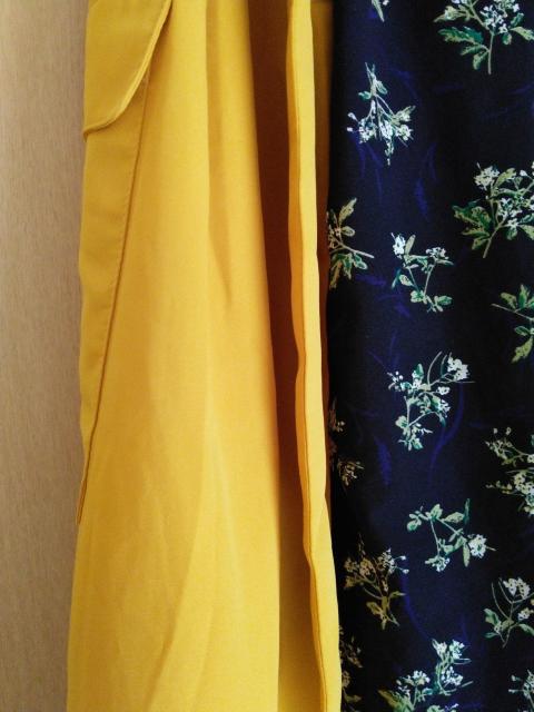 PAGE BOY★アシンメトリースカート★マスタードカラー×黒花柄 < ブランド  PAGE BOY★アシンメトリースカート★マスタードカラー×黒花柄 < ブランドの