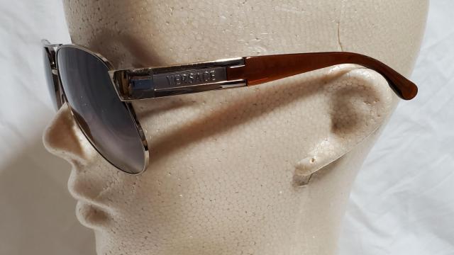 正規レア ヴェルサーチ ティアドロップ ロゴ メタルサングラス パイロットスポーツ グラマラスビッグレンズアイウェア 茶×銀 眼鏡 < ブランド  正規レア ヴェルサーチ ティアドロップ ロゴ メタルサングラス パイロットスポーツ グラマラスビッグレンズアイウェア 茶×銀 眼鏡 < ブランドの