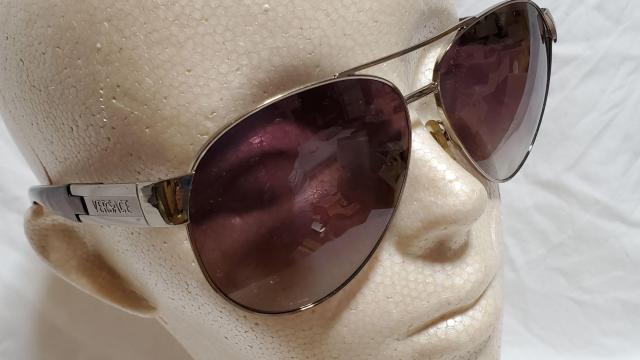 正規レア ヴェルサーチ ティアドロップ ロゴ メタルサングラス パイロットスポーツ グラマラスビッグレンズアイウェア 茶×銀 眼鏡 < ブランド  正規レア ヴェルサーチ ティアドロップ ロゴ メタルサングラス パイロットスポーツ グラマラスビッグレンズアイウェア 茶×銀 眼鏡 < ブランドの