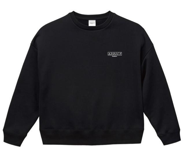 A.D.D.I.C.T Shop Logo CrewneckBlack   jt@bV 