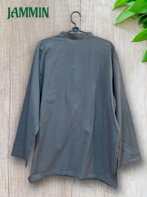 刺繍入りクルタ グレー アジアン エスニック ヒッピー 個性派 < 男性ファッション 刺繍入りクルタ グレー アジアン エスニック ヒッピー 個性派 < 男性ファッションの