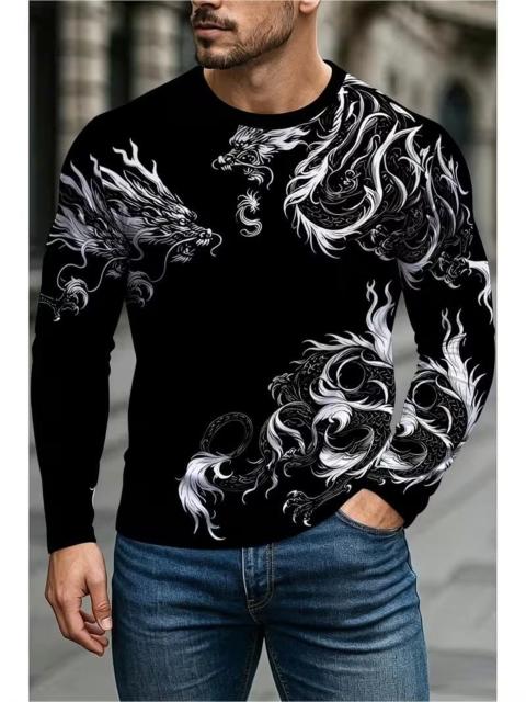 爆ヤス1790円★プリントデザイン; テクスチャーなし 新作 メンズ長袖Tシャツ 白龍柄 USAサイズM(日本サイズXL相当) < 男性ファッション 爆ヤス1790円★プリントデザイン; テクスチャーなし 新作 メンズ長袖Tシャツ 白龍柄 USAサイズM(日本サイズXL相当) < 男性ファッションの