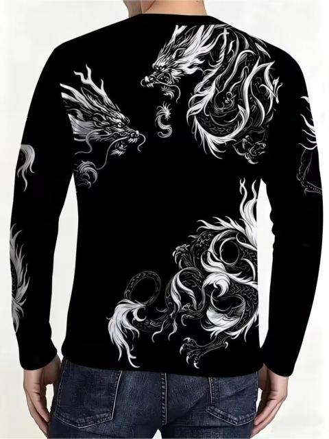 爆ヤス1790円★プリントデザイン; テクスチャーなし 新作 メンズ長袖Tシャツ 白龍柄 USAサイズM(日本サイズXL相当) < 男性ファッション 爆ヤス1790円★プリントデザイン; テクスチャーなし 新作 メンズ長袖Tシャツ 白龍柄 USAサイズM(日本サイズXL相当) < 男性ファッションの