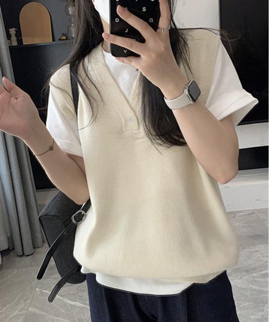送料無料 新品 ニットベスト レディースチョッキ 重ね着 < 女性ファッション  送料無料 新品 ニットベスト レディースチョッキ 重ね着 < 女性ファッションの