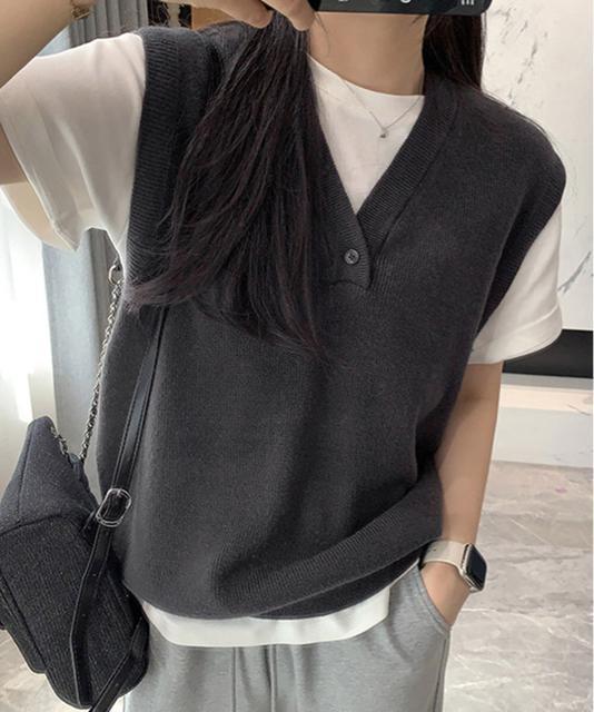 送料無料 新品 ニットベスト レディースチョッキ 重ね着 < 女性ファッション  送料無料 新品 ニットベスト レディースチョッキ 重ね着 < 女性ファッションの