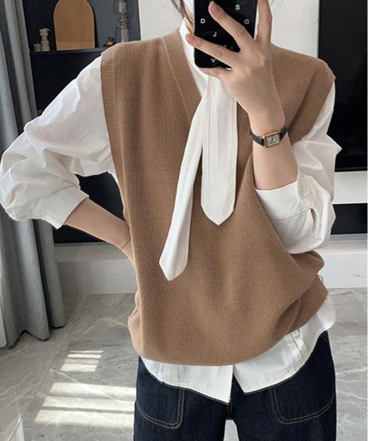 送料無料 新品 ニットベスト レディースチョッキ 重ね着 < 女性ファッション  送料無料 新品 ニットベスト レディースチョッキ 重ね着 < 女性ファッションの